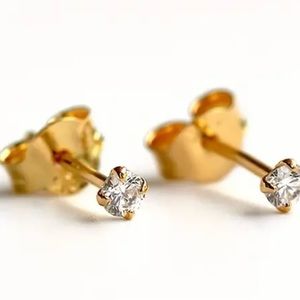See Photos. Small Stud Earrings 925 Silver Hypoallergenic Zircon 18K Gold Plated